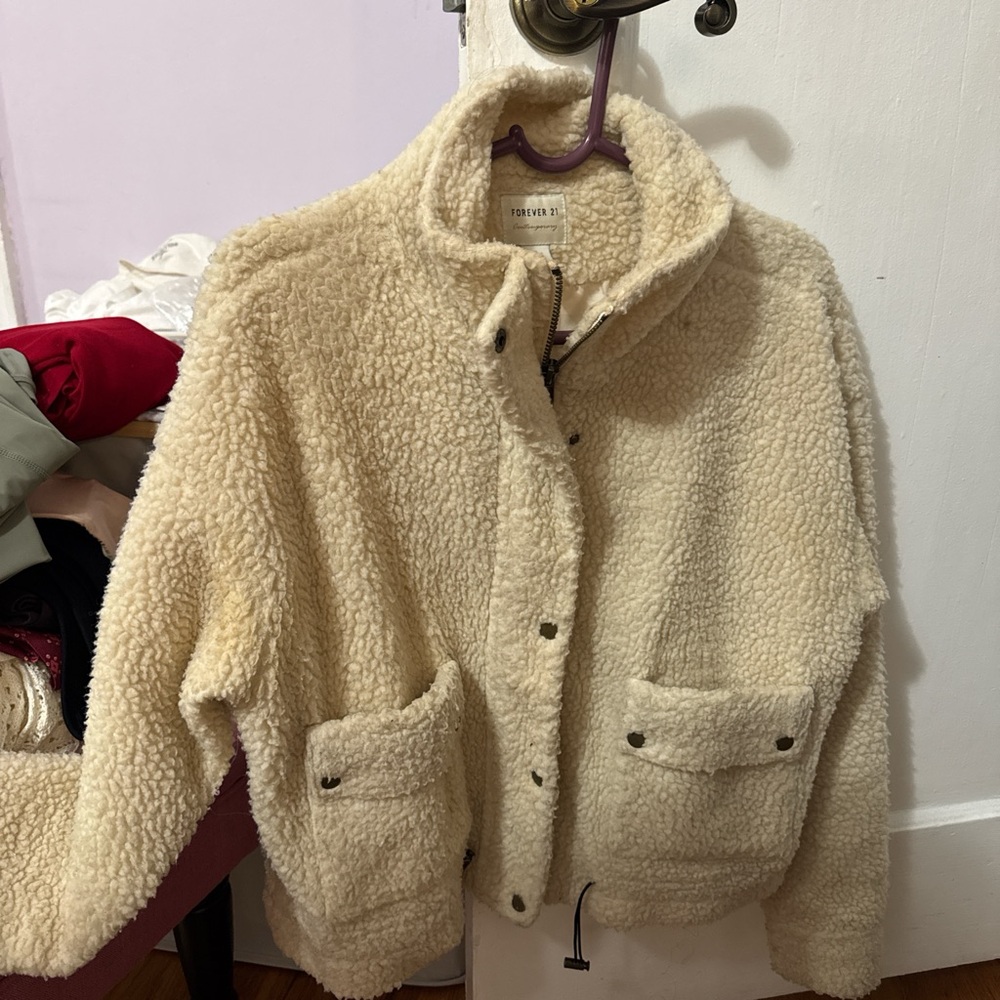 Forever 21 Cream Sherpa Jacket